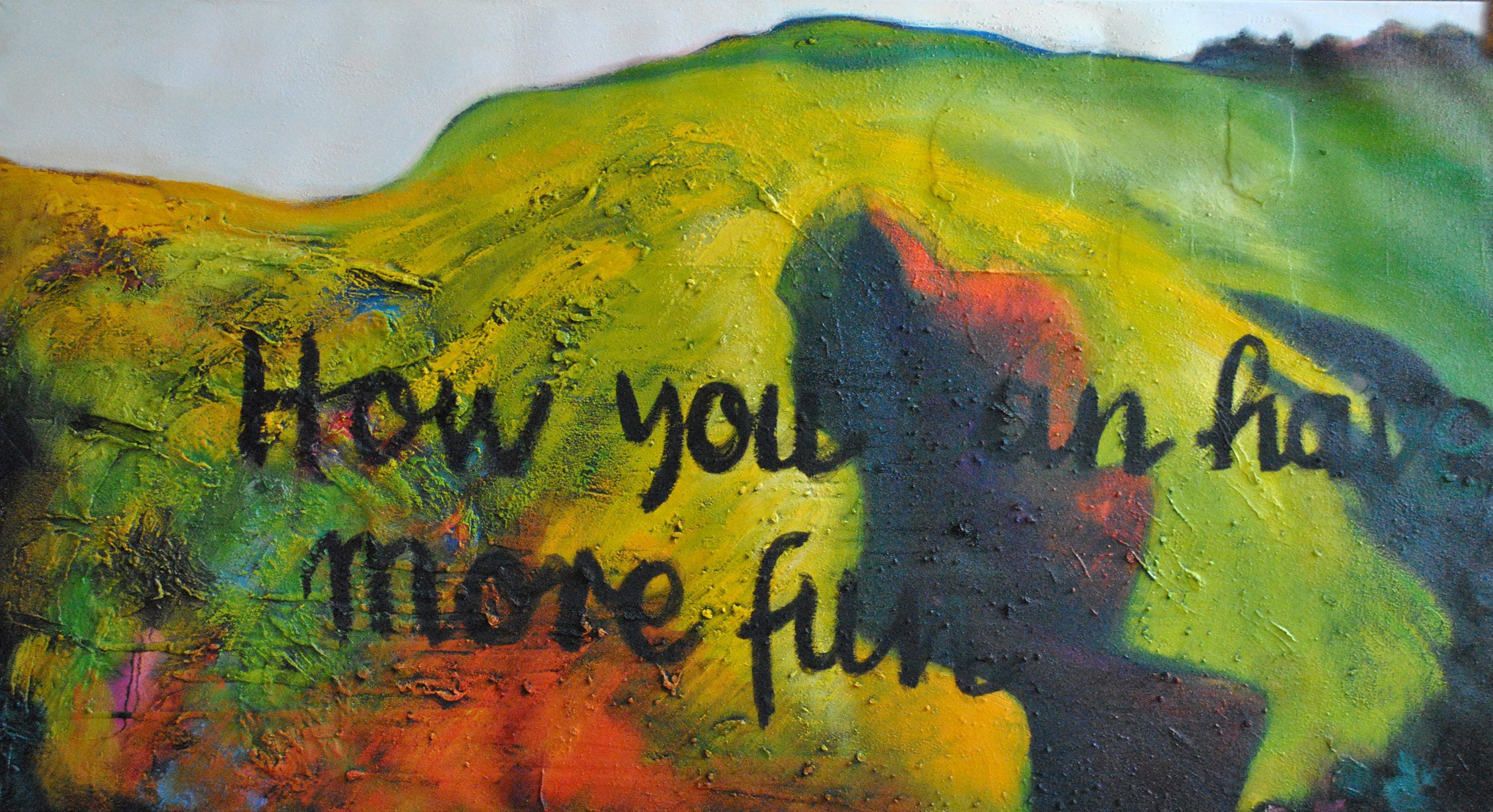 Karl Siegfried Büchner, „How You can have more fun“, Mischtechnik auf Leinwand, 1997/1998, 97x171 cm; Privatsammlung. - Foto: Rosmarie Nohr