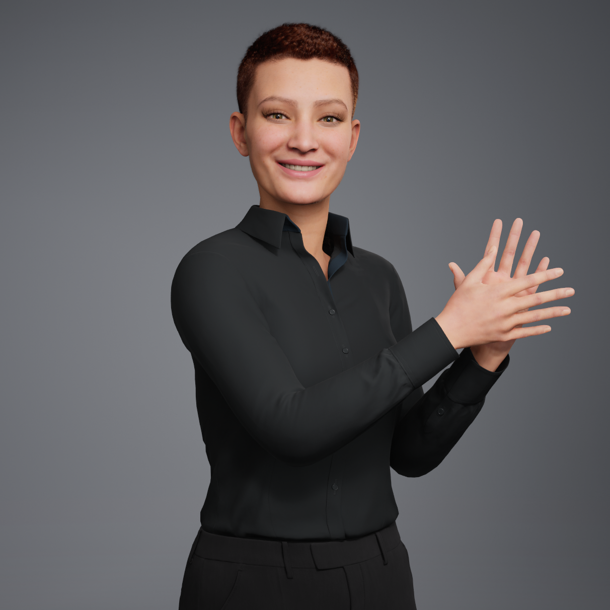 3D-Avatar in der Pose Deutschen Gebärdensprache