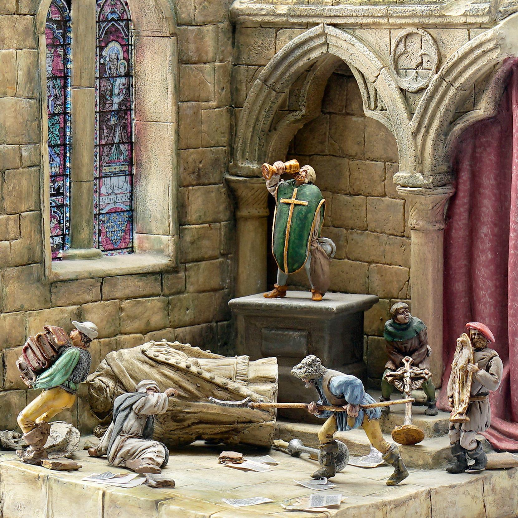 Ausschnitt aus dem Diorama im Bauernkriegsmuseum Mühlhäuser Museen zur Plünderung eines Klosters - Foto: Nora Hilgert, Mühhauser Museen