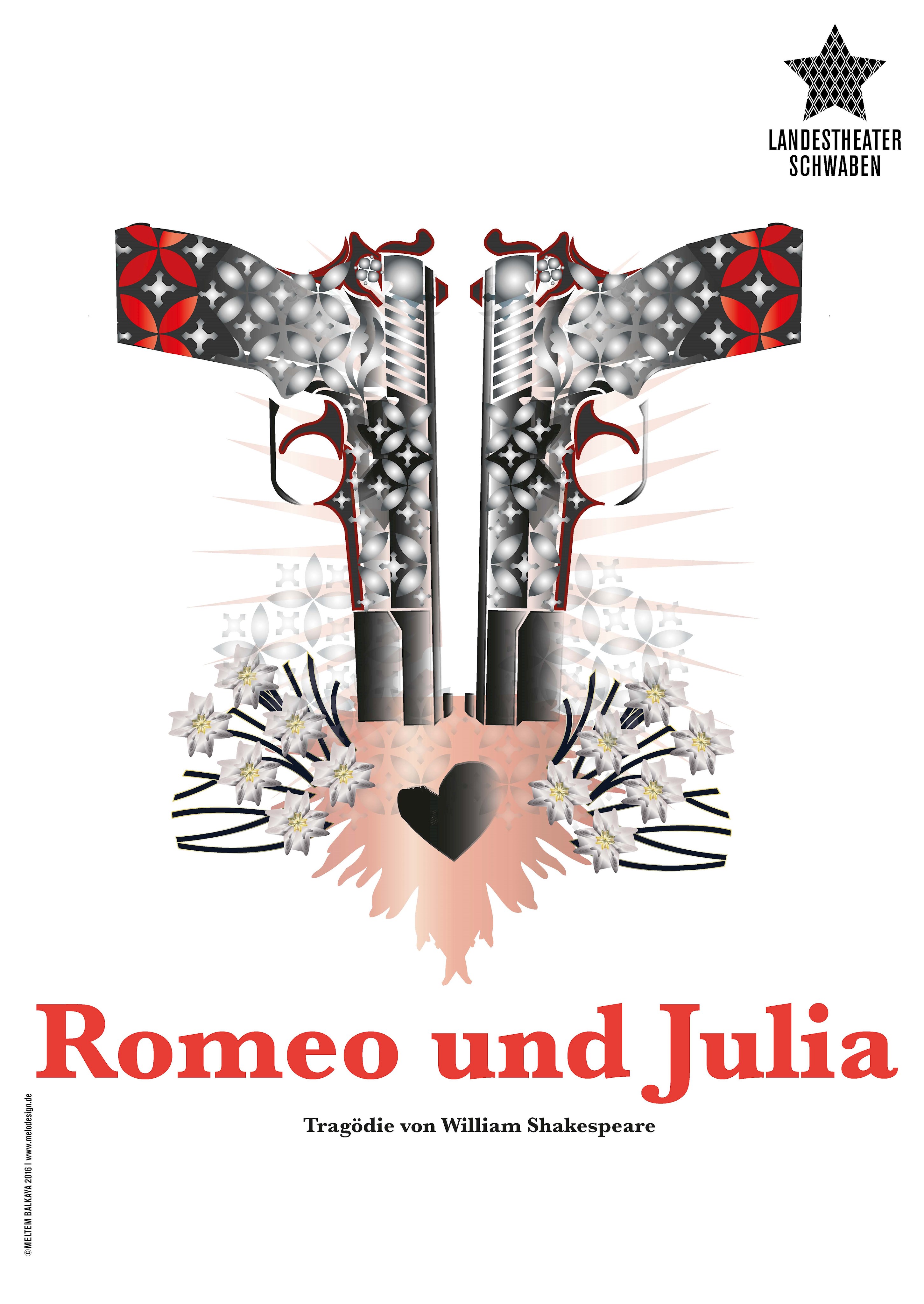 Das Plakat des Landestheaters Schwaben zu Romeo und Julia.