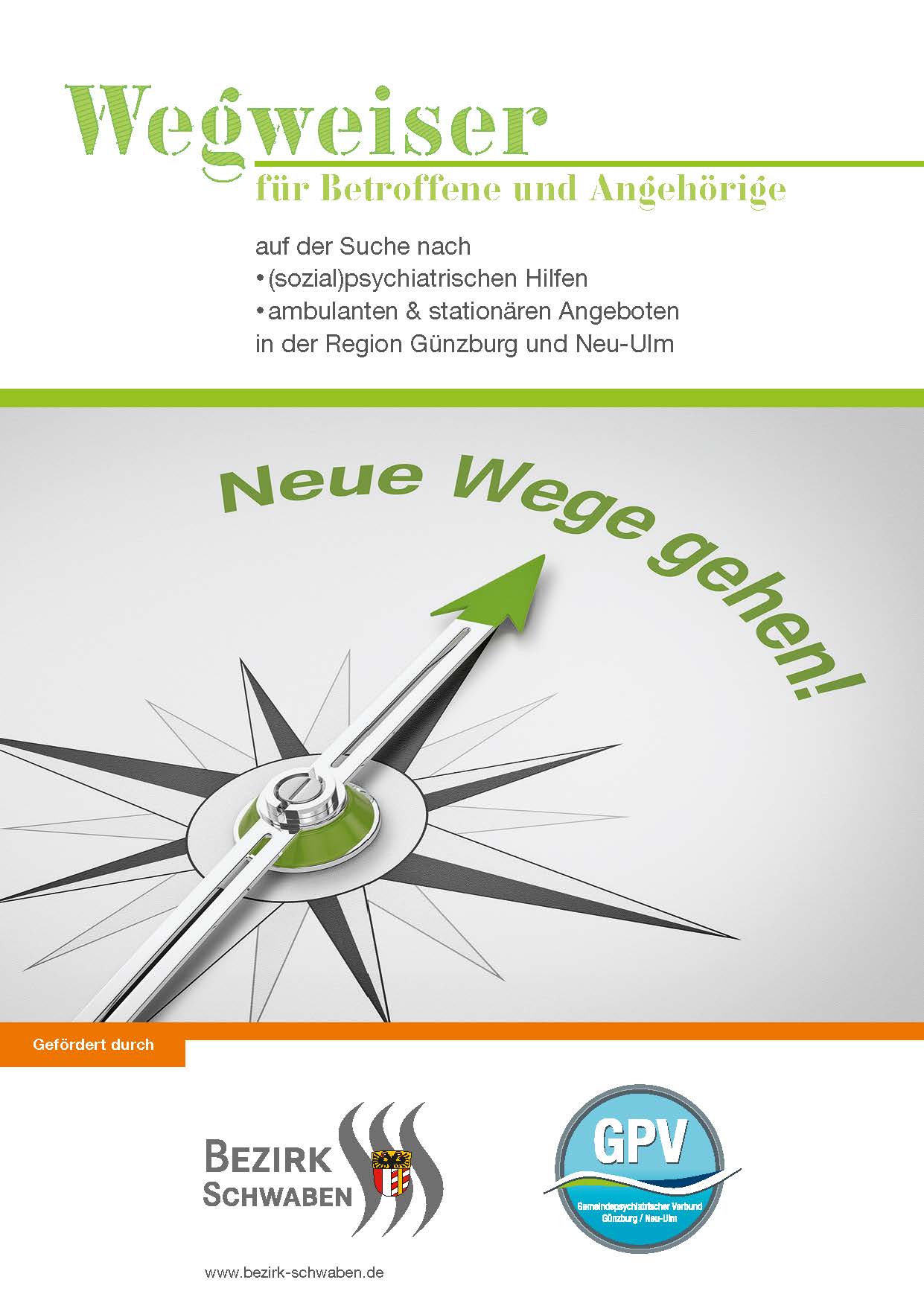 Titelbild zum Wegweiser für Betroffene und Angehörige in der Region Günzburg und Neu-Ulm.