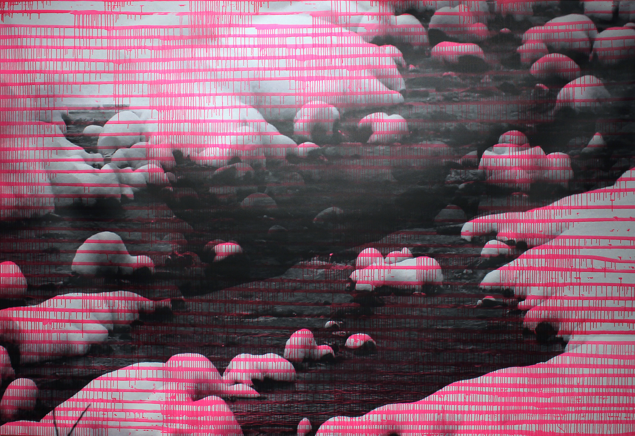 „Grän“, 2020, Lack, Öl, Digitaldruck auf Leinwand, 200x300 cm